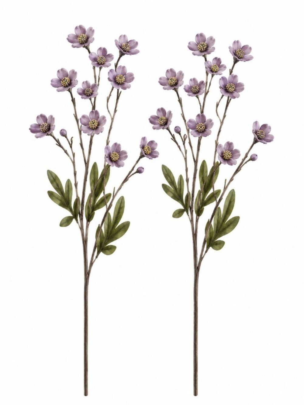 Dogwood Flower Stems Set of 2 Dusty Lavender Purple Wildflowers